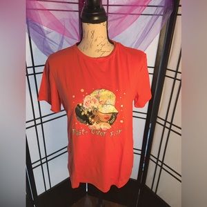 NEW XL “FAITH OVER FEAR” ORANGE T-
